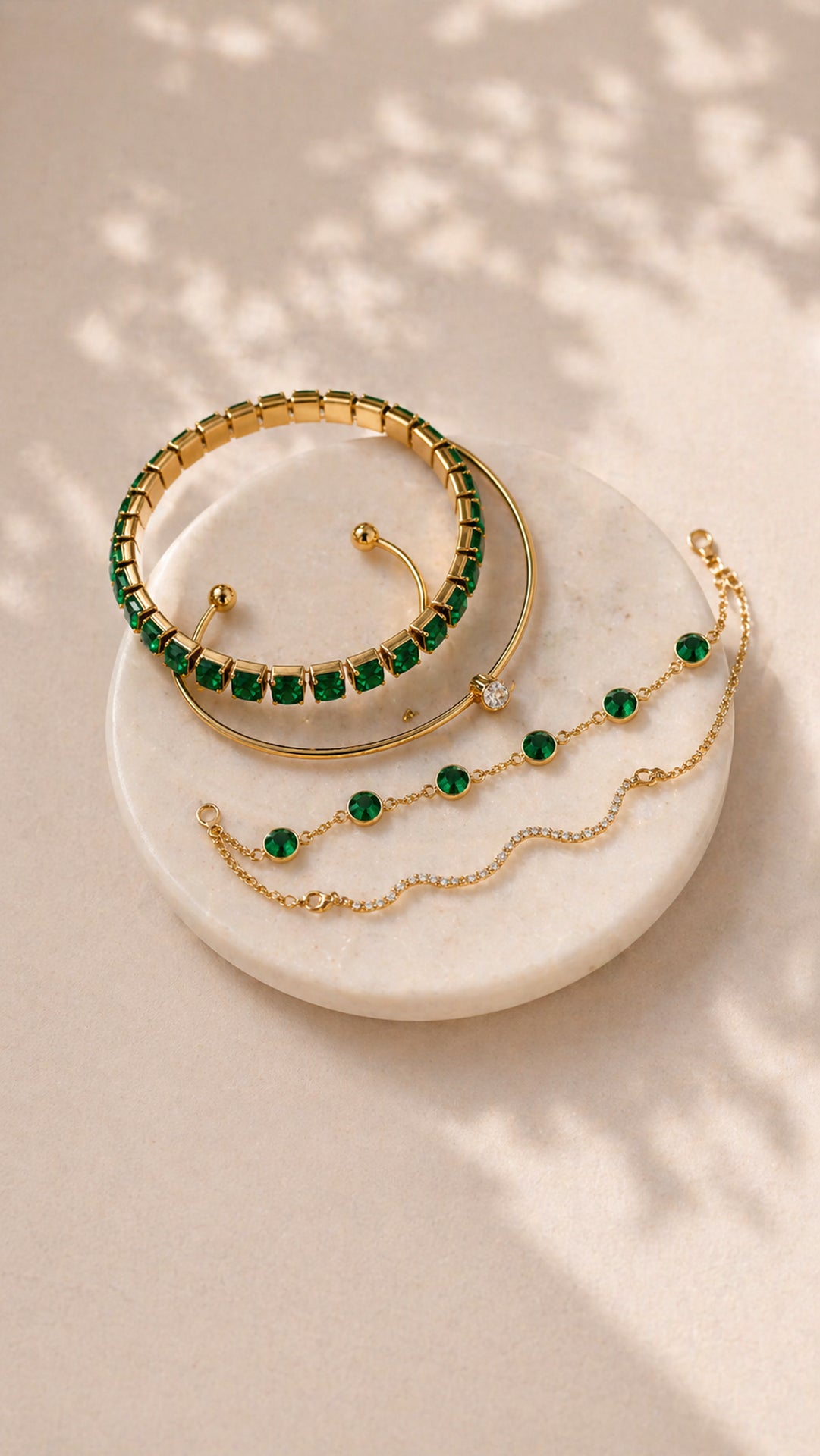 Set 4 Bracciali Oro e Agata Verde - moderno, elegante e versatile